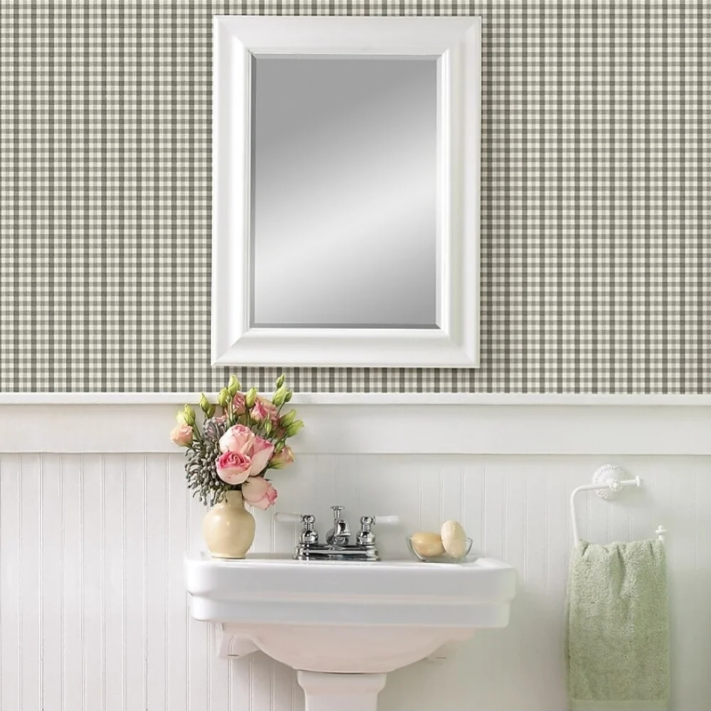 Wallpaper Grey Gingham Check Plaid